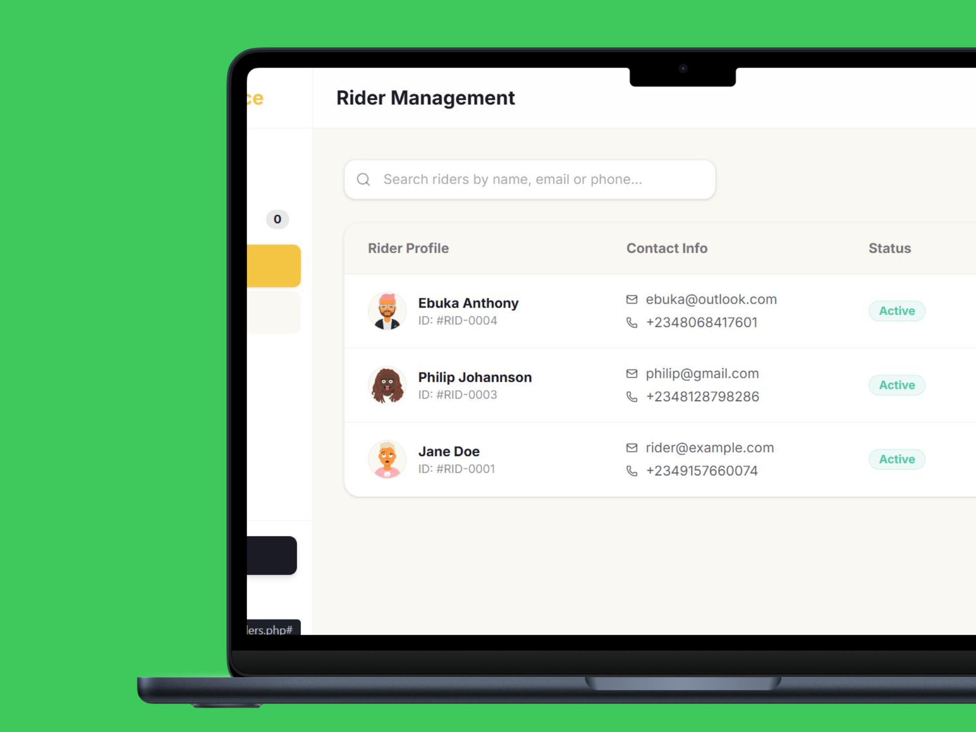 FujiCommerce buyer app on desktop