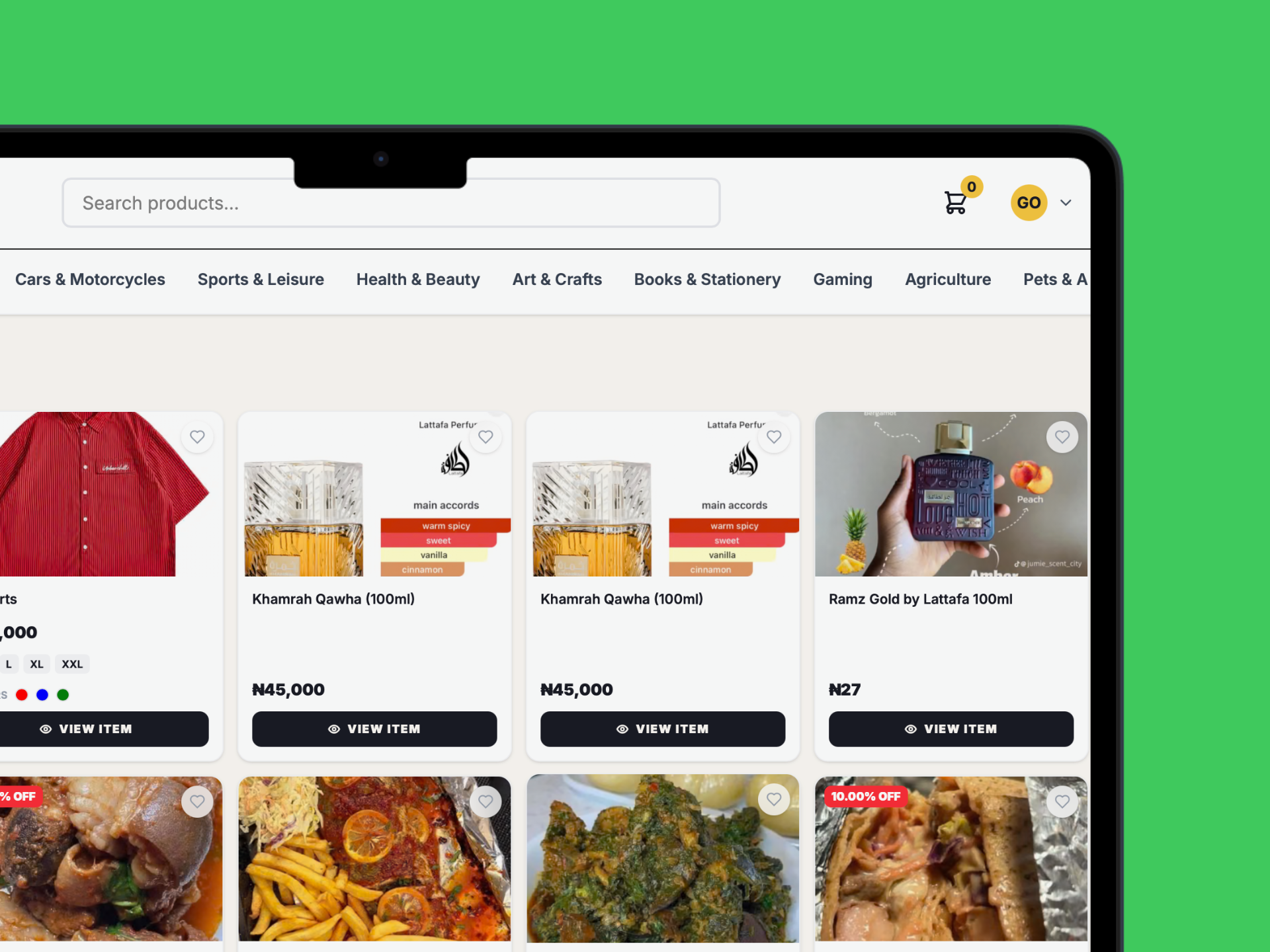 FujiCommerce buyer app on desktop